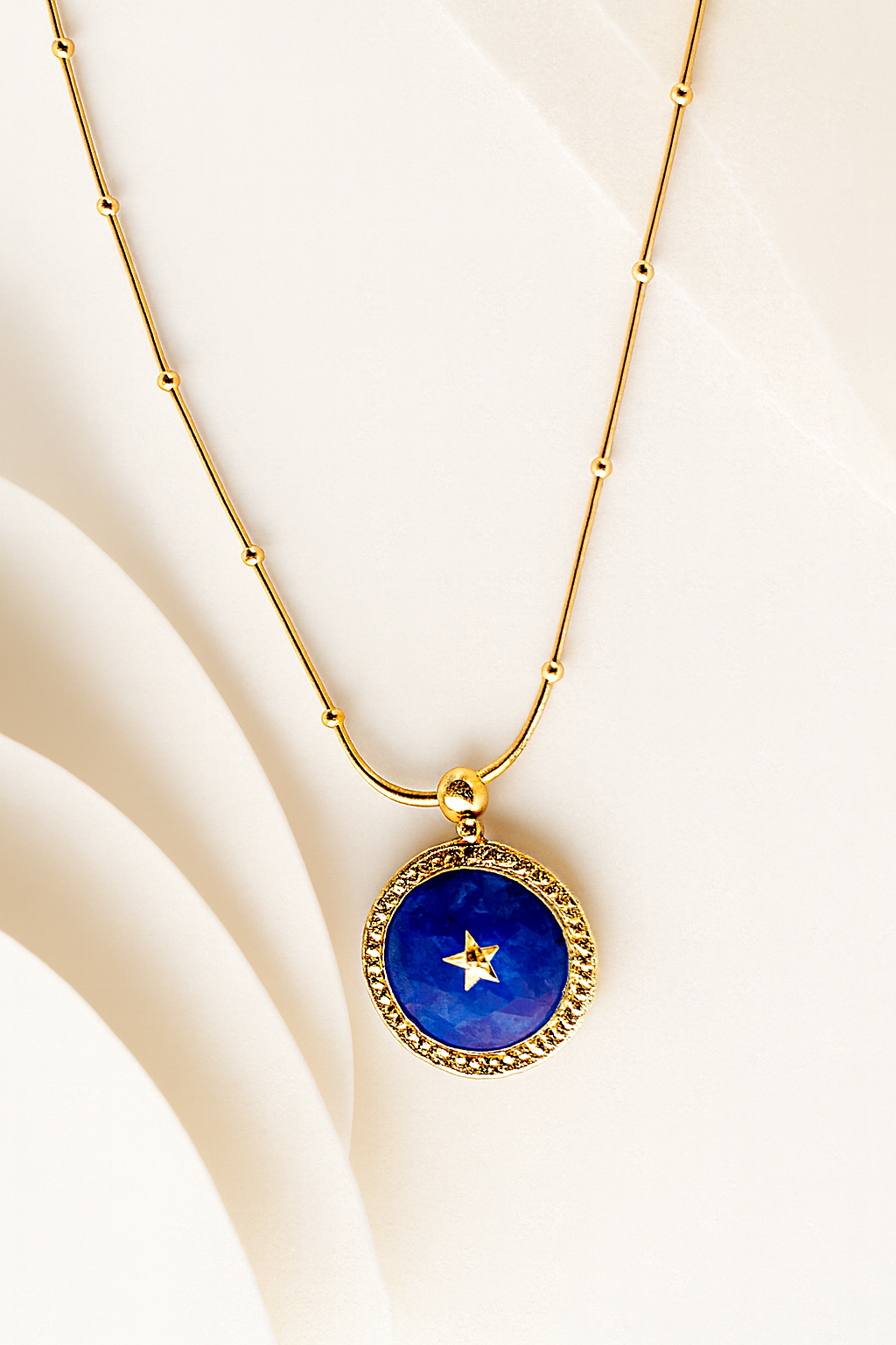 Gold Starry Night Blue Pendant Necklace – Celestial Jewelry in Gold Vermeil LN10125
