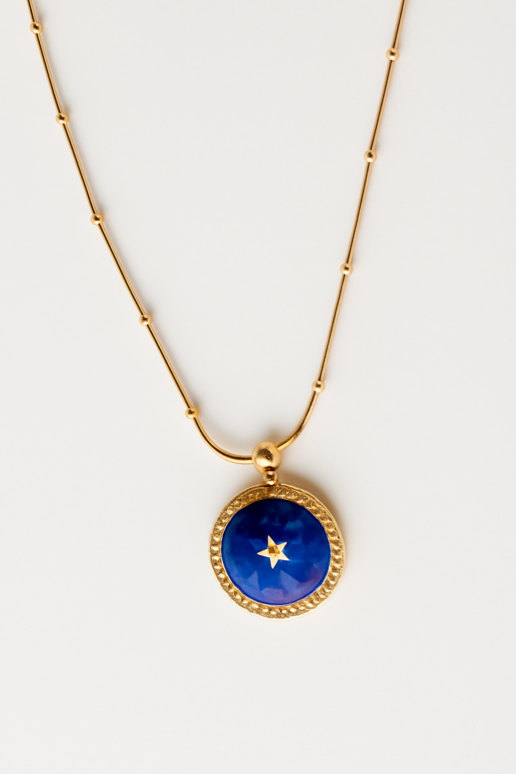 Gold Starry Night Blue Pendant Necklace – Celestial Jewelry in Gold Vermeil LN10125