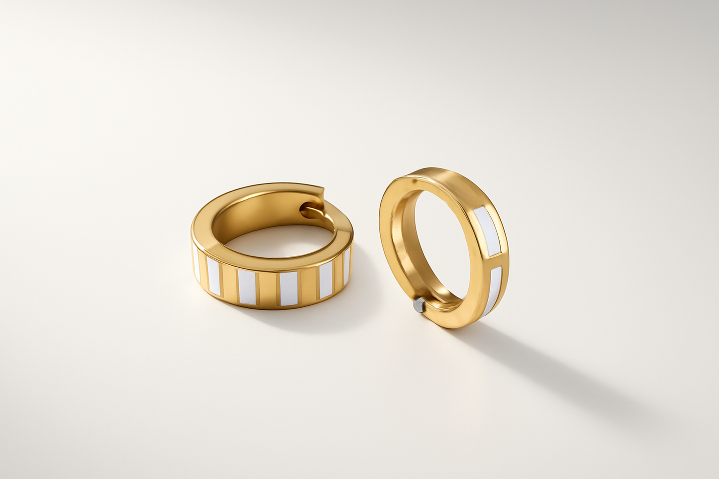 Gold Stripe Enamel Hoop Earrings LE10175
