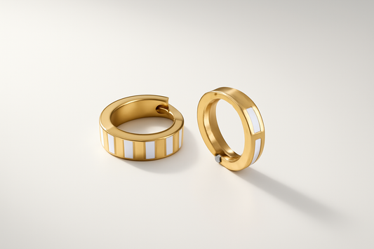 Gold Stripe Enamel Hoop Earrings LE10175