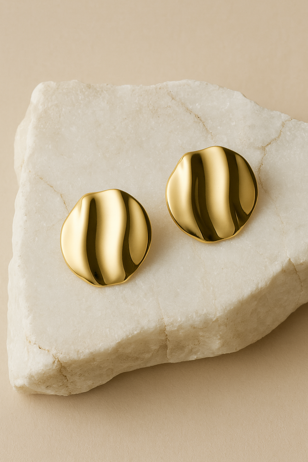 Gold Textured Dome Earrings for Women – Modern Statement Studs LE10283