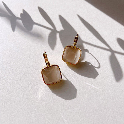 Gold Twisted Square Drop Earrings LE10184