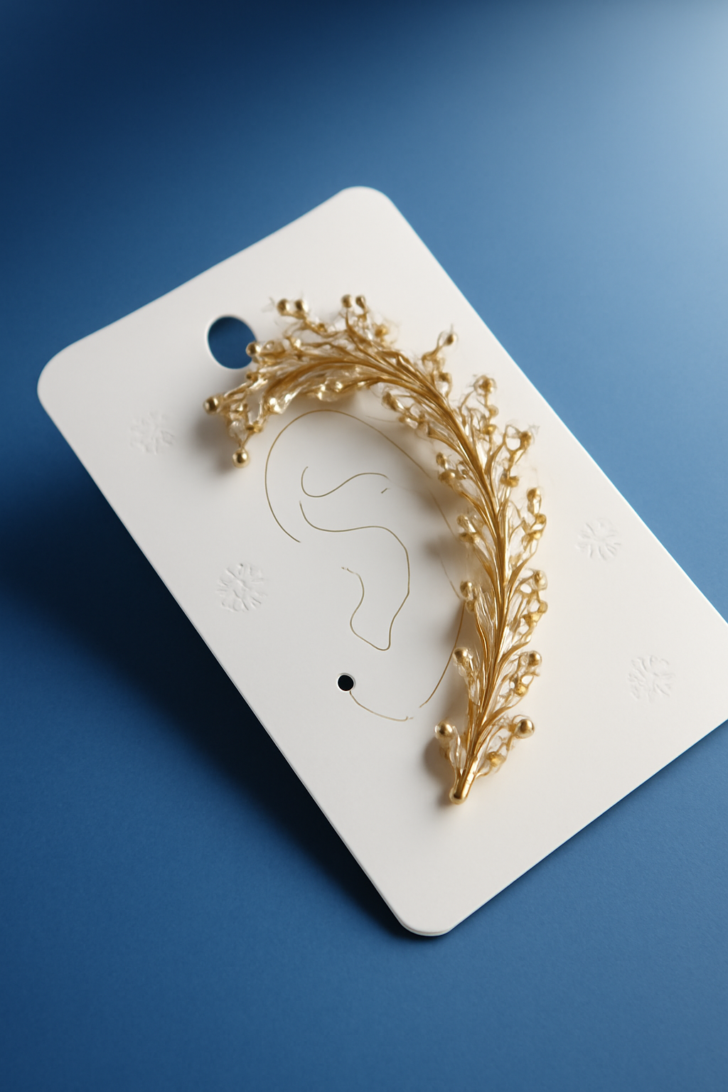 Gold Vine Leaf Pearl Ear Cuff Nature Statement Jewelry LE10192