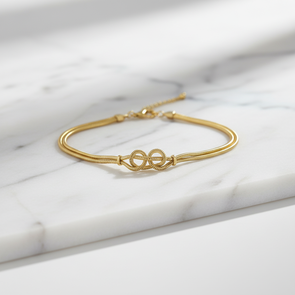Gold Rope Chain Bracelet with Knot Design – Adjustable Elegant Wristwear LB10187