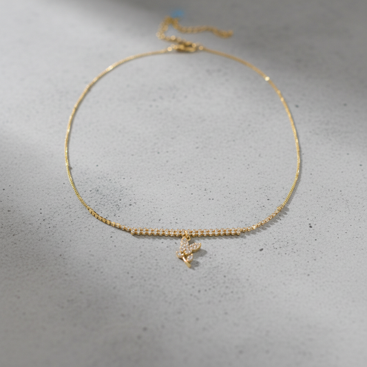 Butterfly Crystal Gold Choker – Elegant Diamond-Studded Choker Necklace for Women LN10309