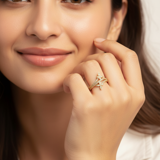 Butterfly Diamond Gold Ring LR10107