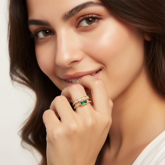 Emerald Crown Gold Ring LR10119