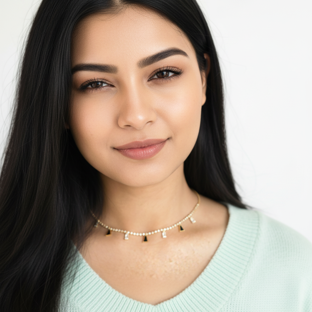 Elegant Gold Choker Necklace – Minimalist Pearl & Geometric Charm Choker for Women LN10306