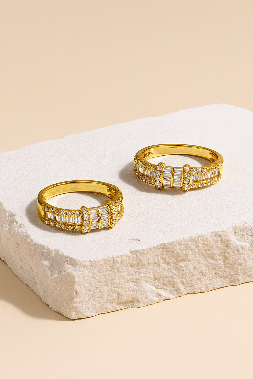Gold-Plated Diamond Band Ring – Elegant Crystal Statement Ring for Women LR10181