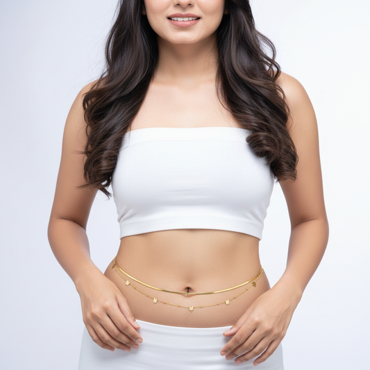 Gold Flower Belly Chain – Elegant Double Layer Waist Chain for Women LBC10110