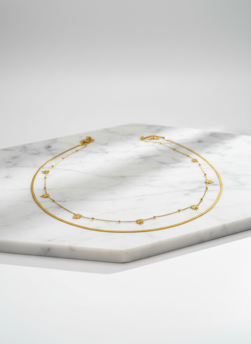 Gold Flower Belly Chain – Elegant Double Layer Waist Chain for Women LBC10110