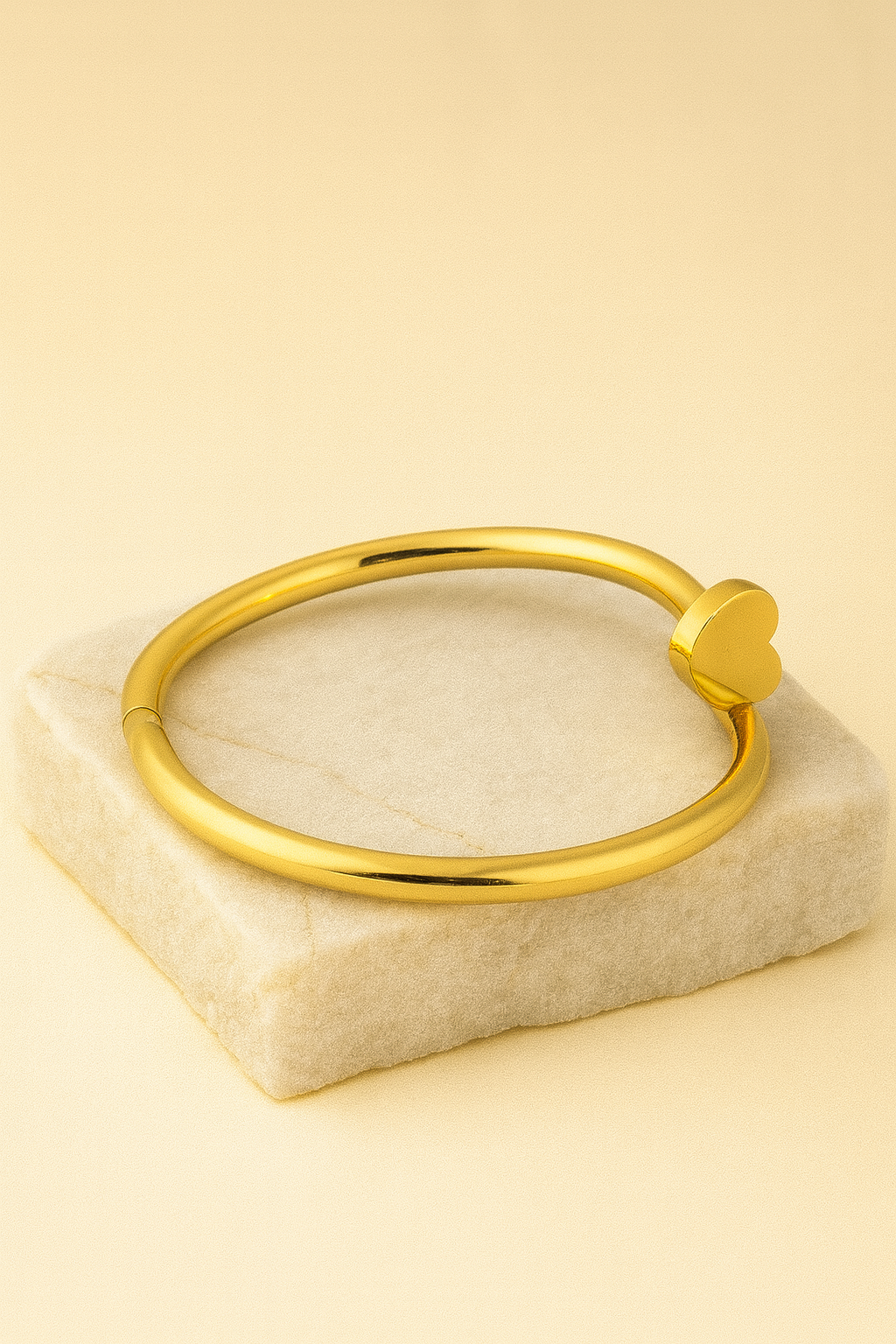 Gold Heart Bangle – Minimalist Love-Inspired Bracelet for Women LB10204