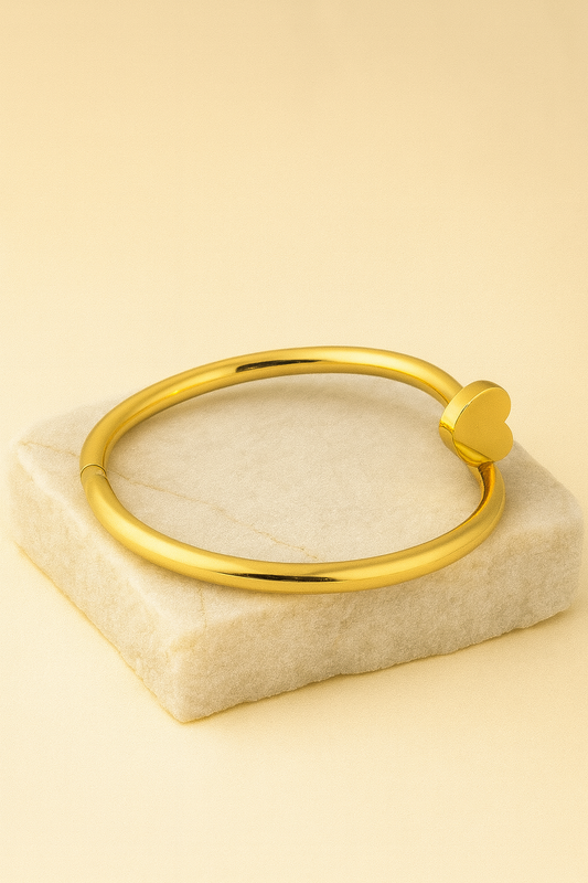 Gold Heart Bangle – Minimalist Love-Inspired Bracelet for Women LB10204