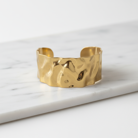 Hammered Gold Cuff Bracelet – Bold Textured Statement Jewelry LB10202