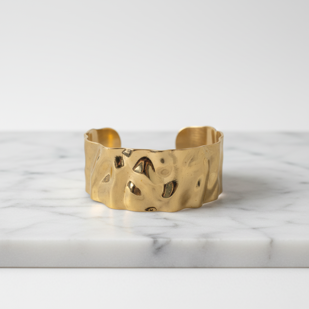 Hammered Gold Cuff Bracelet – Bold Textured Statement Jewelry LB10202