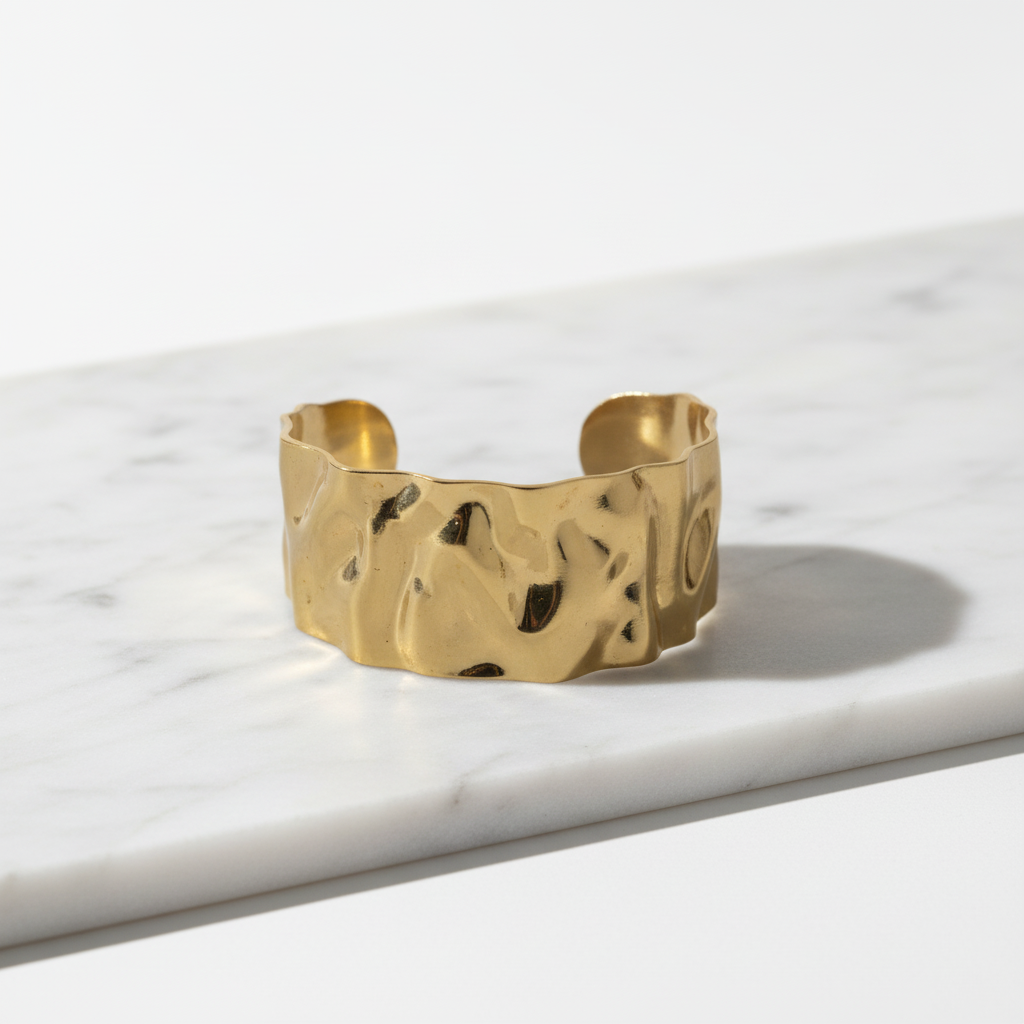 Hammered Gold Cuff Bracelet – Bold Textured Statement Jewelry LB10202