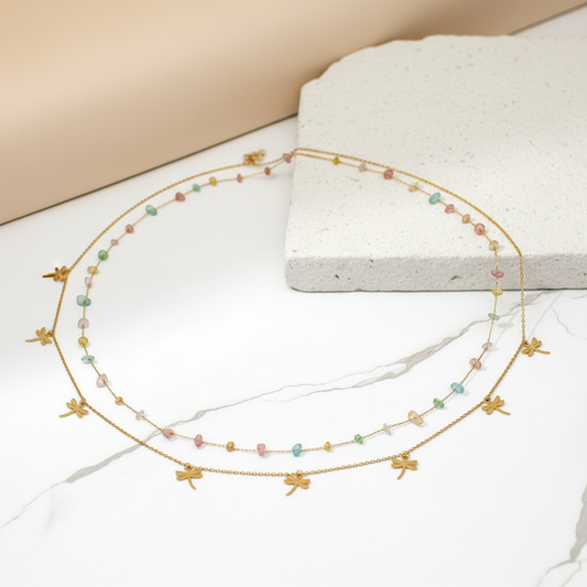 Multicolor Beaded Belly Chain with Dragonfly Charms – Boho Chic Waist Chain for Women LBC10109