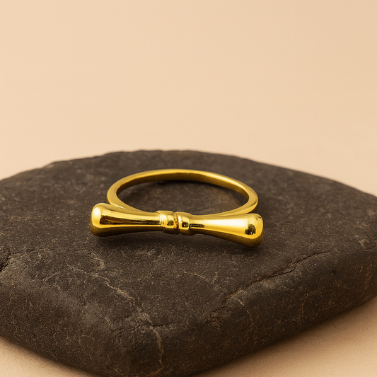 Minimal Dumbbell Bar Ring in Gold LR10175