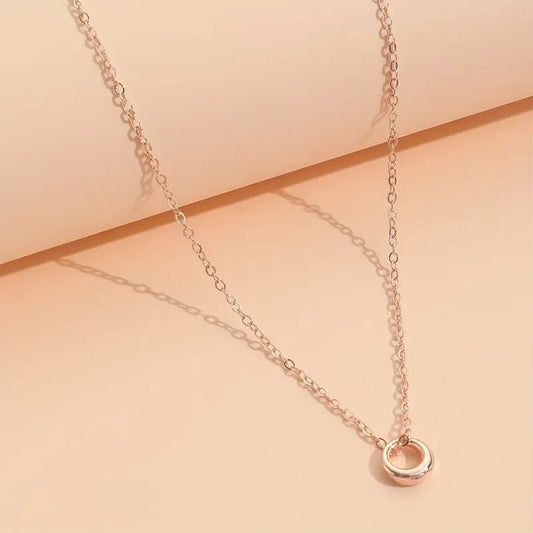 Minimal Rose Gold Circle Pendant Necklace – Elegant Everyday Jewelry for Women LN10320