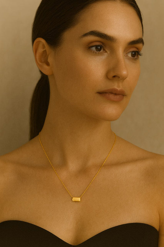 Minimalist Gold Twisted Bar Pendant Necklace – DaintyGold Vermeil Everyday Jewelry LN10136