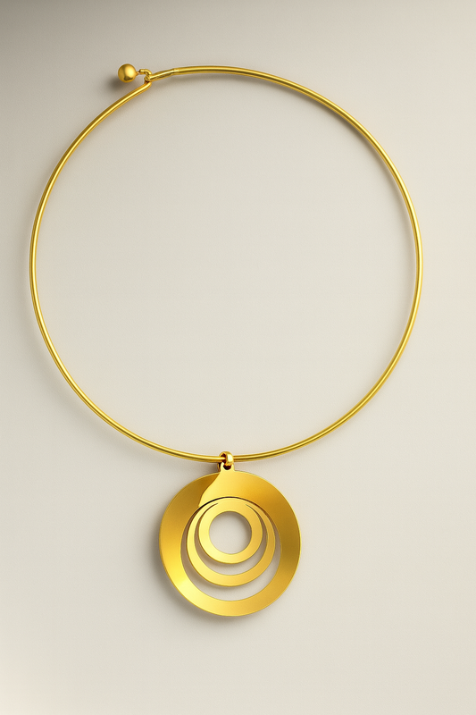 Modern Gold Circle Pendant Necklace | Minimalist Geometric Women’s Jewelry LN10213