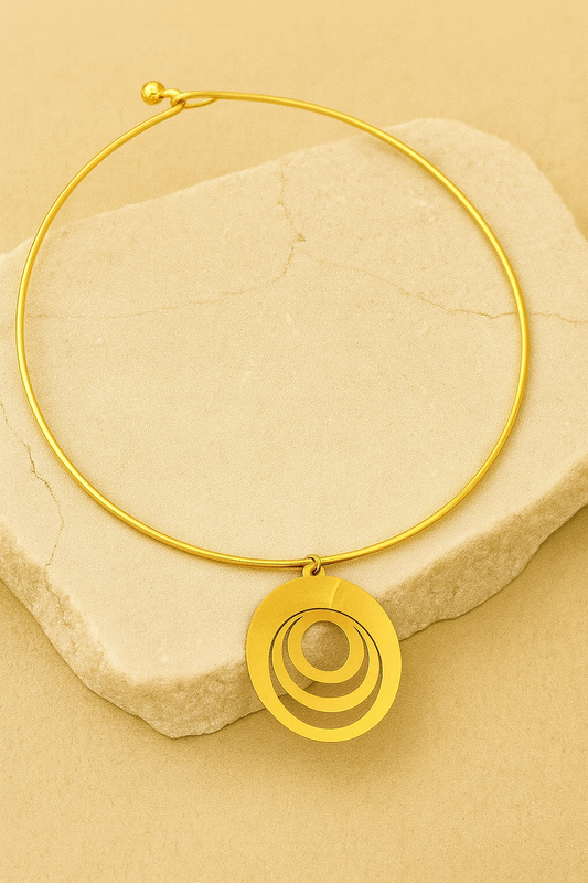 Modern Gold Circle Pendant Necklace | Minimalist Geometric Women’s Jewelry LN10213