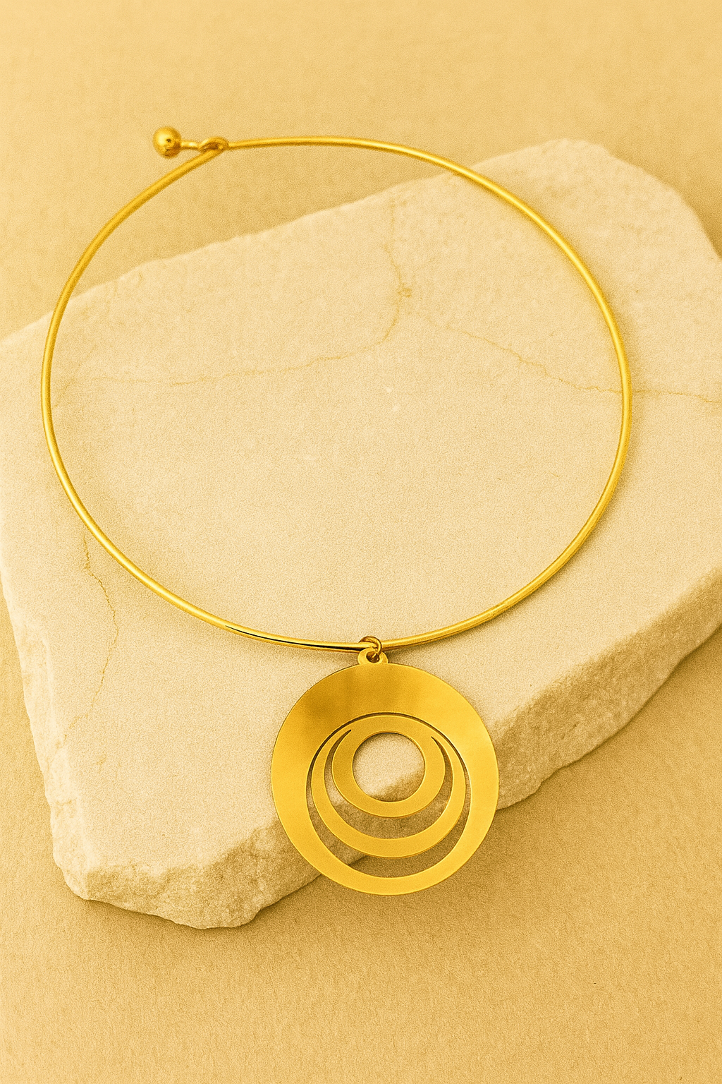 Modern Gold Circle Pendant Necklace | Minimalist Geometric Women’s Jewelry LN10213