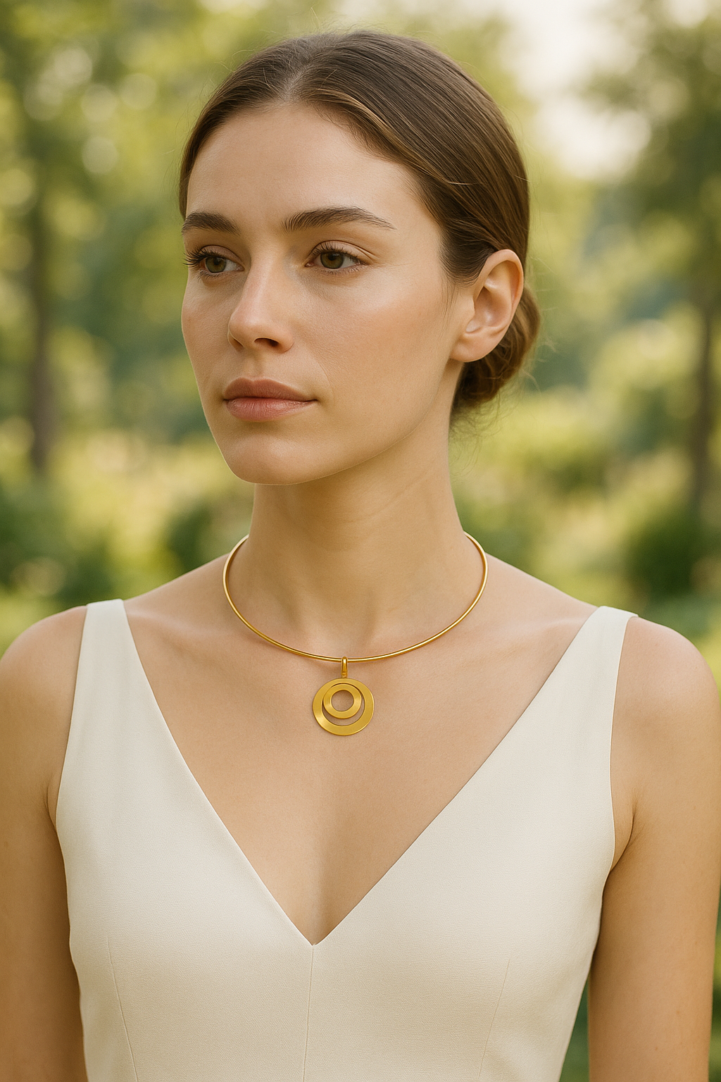 Modern Gold Circle Pendant Necklace | Minimalist Geometric Women’s Jewelry LN10213