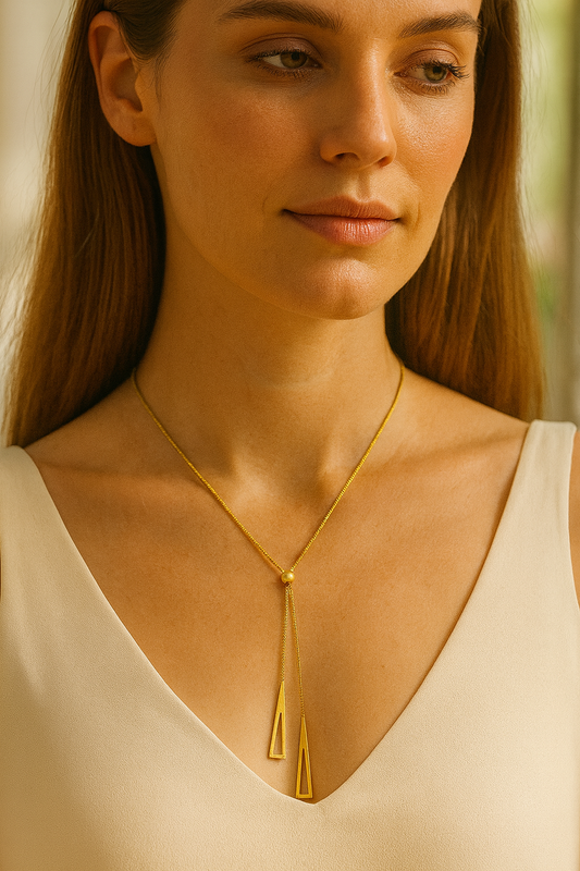 Modern Y‑Lariat Necklace with Tapered Bars LN10275
