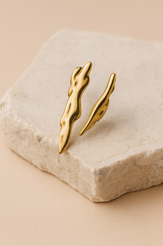 Molten Wave Stud Earrings in Gold LR10179