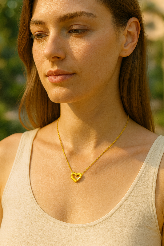 Open Heart Pendant Necklace in Gold LN10271