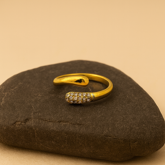 Pavé Nail Open Ring in Gold LR10172