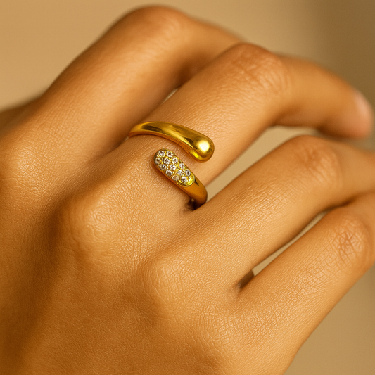 Pavé Nail Open Ring in Gold LR10172