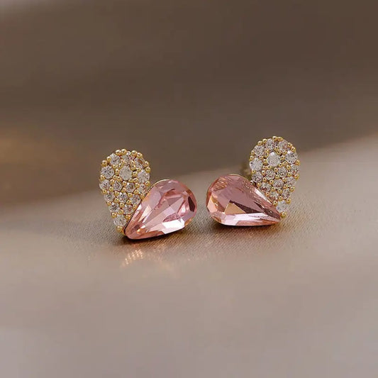 Pink Teardrop CZ Stud Earrings LE10197