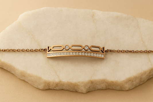Rose Gold Bracelet – Modern Geometric Bar Design with Diamond Accents for Women LB10068