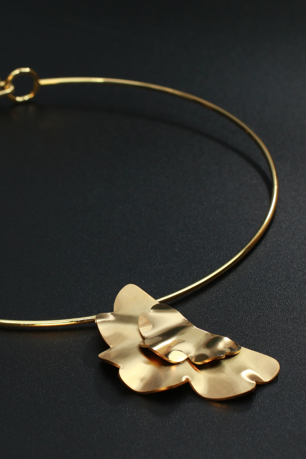 Sculptural Gold Flower Choker Gold Vermeil Statement Necklace  Modern Art Jewelry LN10114