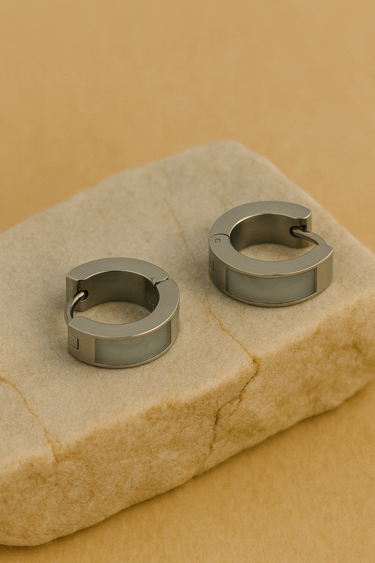 Silver Chunky Minimal Hoop Earrings LE10188