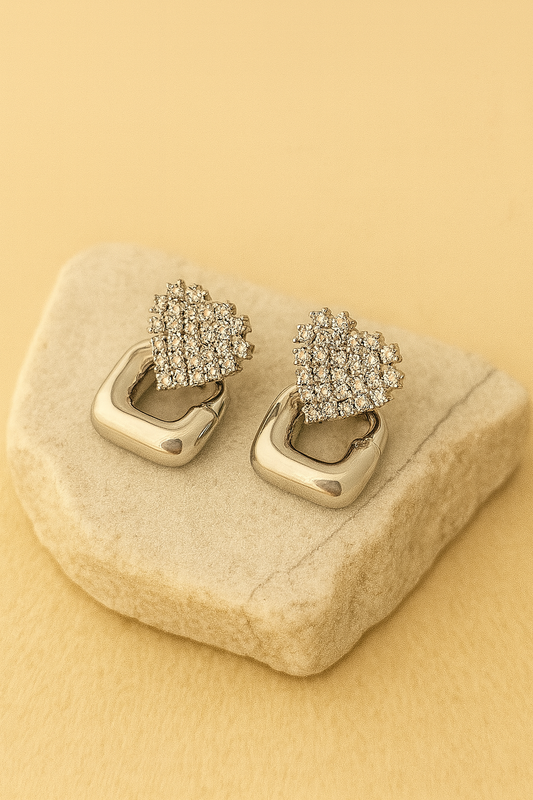 Silver Heart Link Earrings LE10167