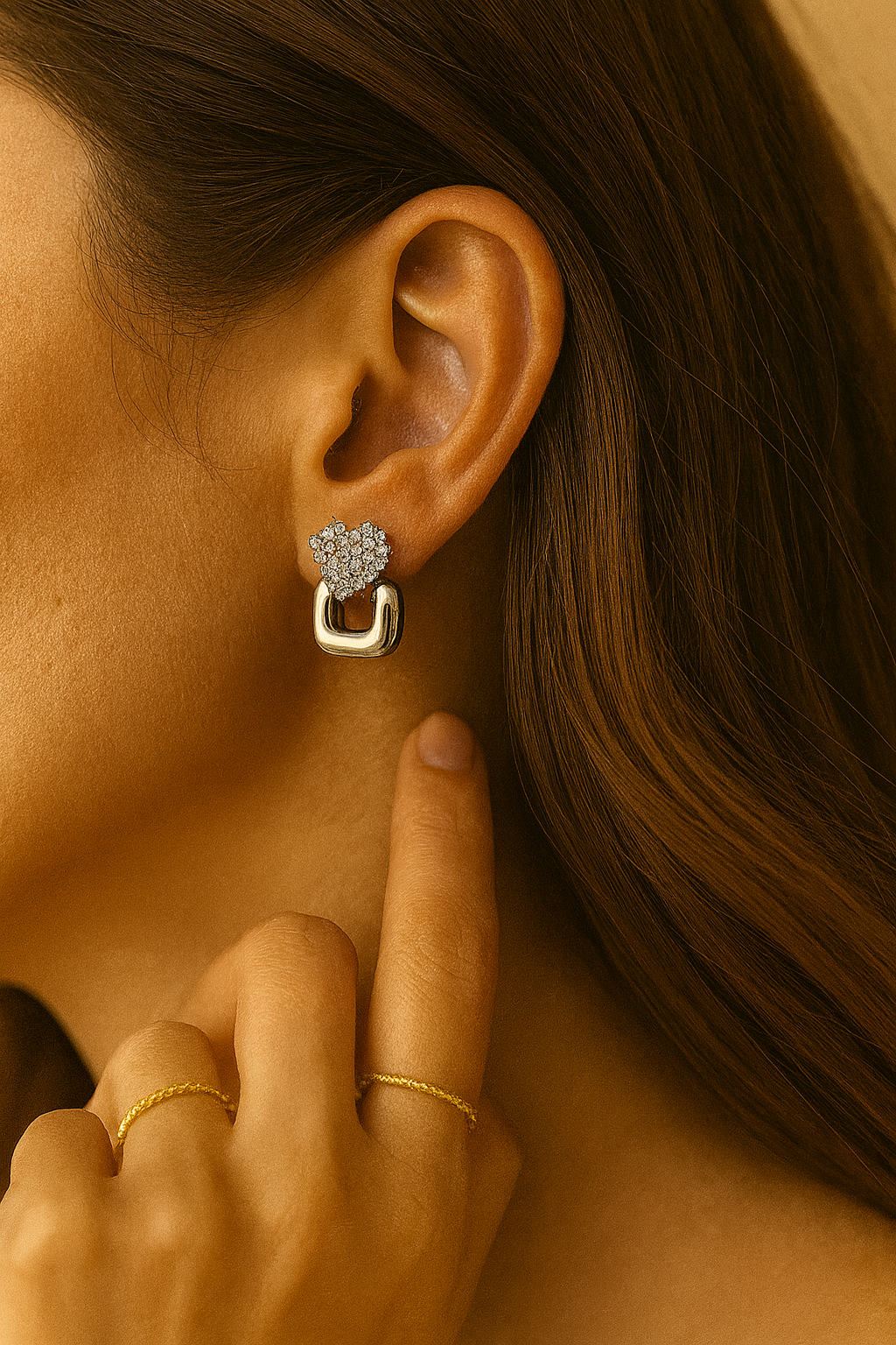 Silver Heart Link Earrings LE10167