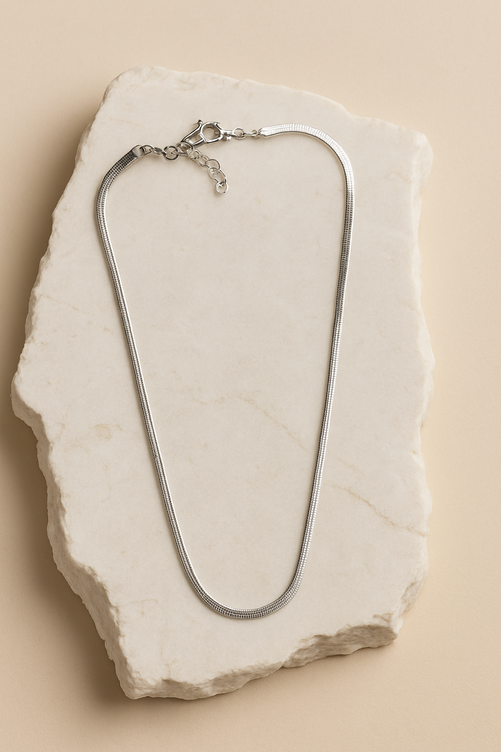 Silver Herringbone Chain Necklace Flat Snake Chain  Minimalist Jewelry LN10112