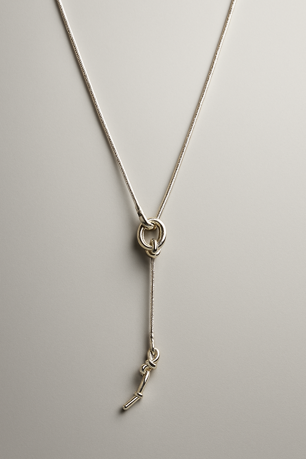 Silver Knot Lariat Necklace Y Necklace  Minimalist Modern Jewelry LN10117