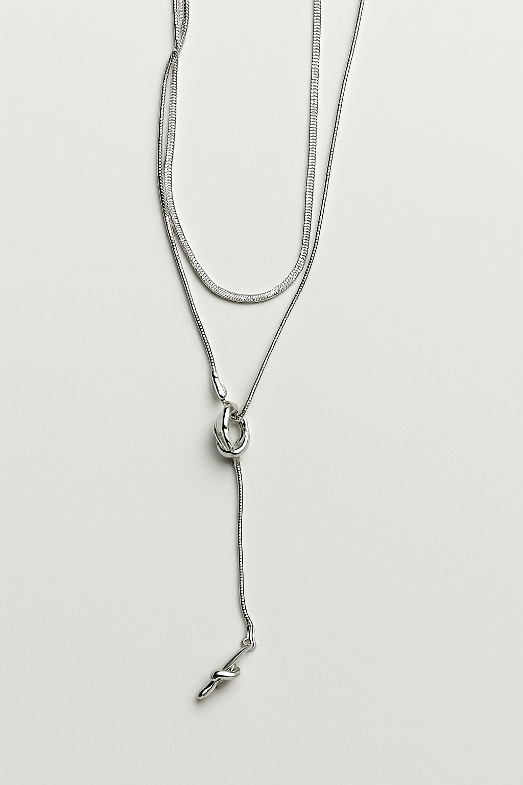 Silver Knot Lariat Necklace Y Necklace  Minimalist Modern Jewelry LN10117