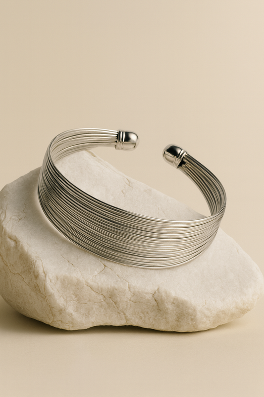 Silver Multi‑Strand Wide Cuff Bracelet – Statement LB10119