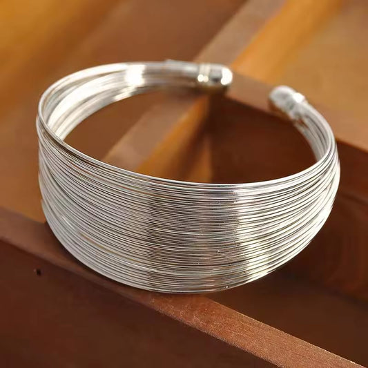 Silver Multi‑Strand Wide Cuff Bracelet – Statement LB10119