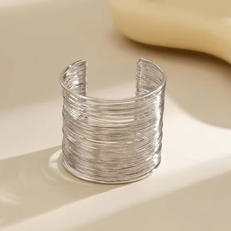 Silver Ultra‑Wide Multi‑Strand Cuff Bracelet – Statement. LB10121
