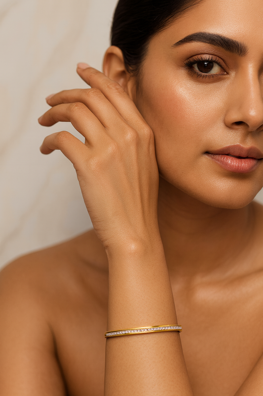 Slim Pavé Line Bangle – Minimal Gold LB101123