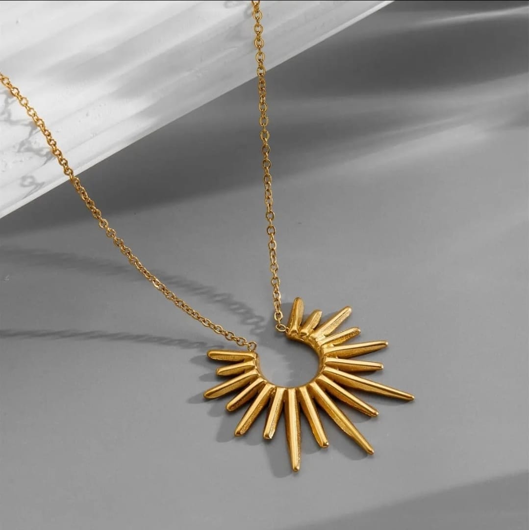 Sunburst Gold Necklace – Radiant Statement Pendant for Women LN10323