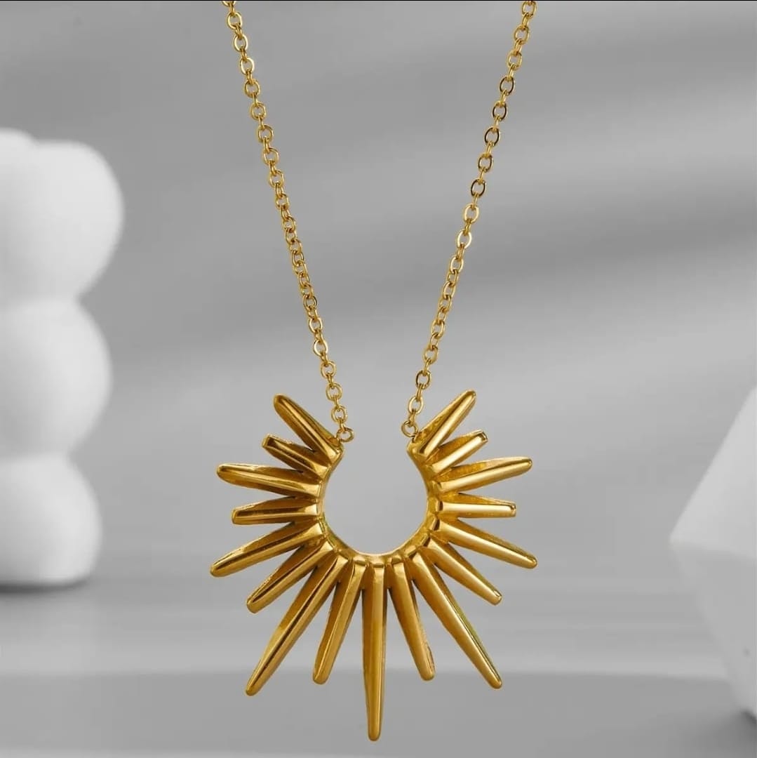 Sunburst Gold Necklace – Radiant Statement Pendant for Women LN10323