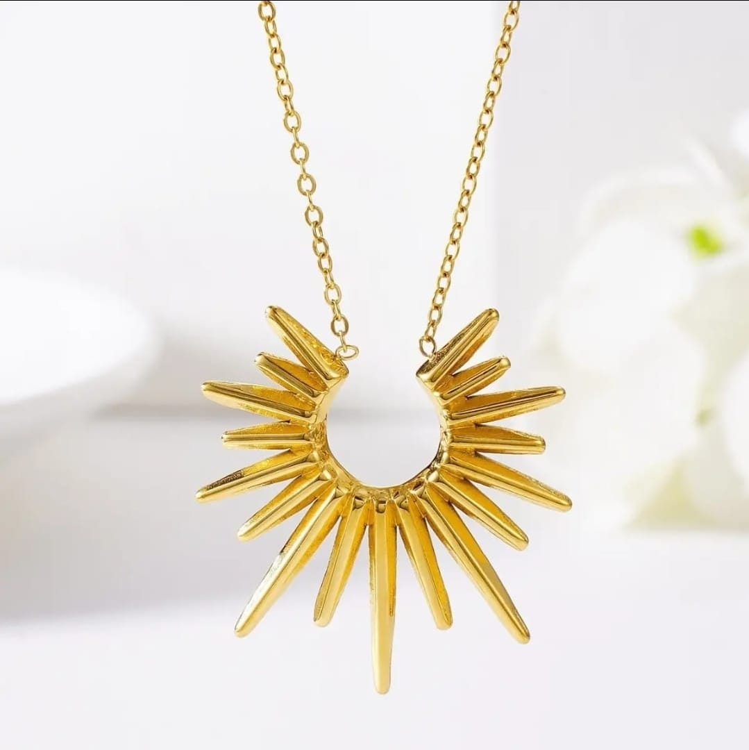 Sunburst Gold Necklace – Radiant Statement Pendant for Women LN10323
