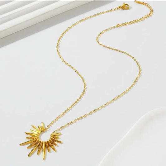 Sunburst Gold Necklace – Radiant Statement Pendant for Women LN10323